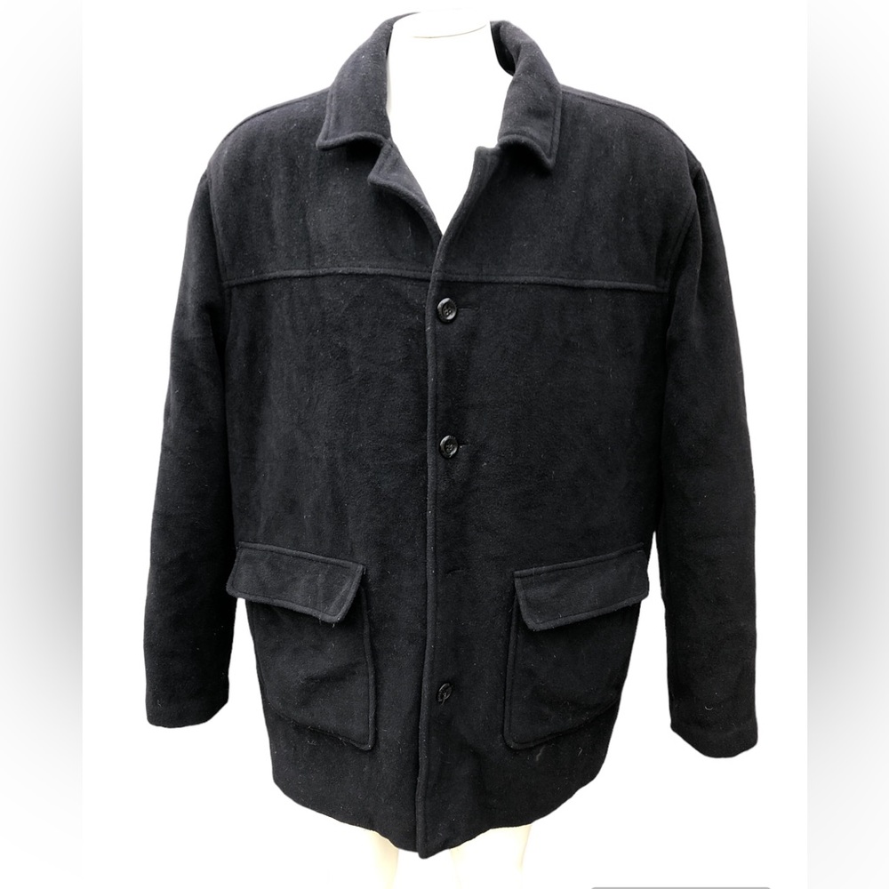 Alfani Black Cashmere Wool Cotton Pockets 4 Button Down Coat - Picture 3 of 12